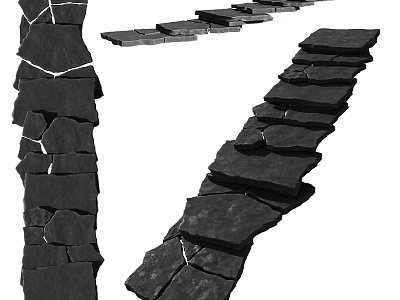 Natural Stone Stairs Design With Rustic Rock Steps For Outdoor Garden Path 3d model