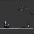Wooden Desk Setup With Black Desk Lamp Pen Holder Blank Paper Pencil And Sharpener