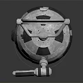 Mechanical Robot Character With Spherical Metallic Body Propellers Legs And Red Accents