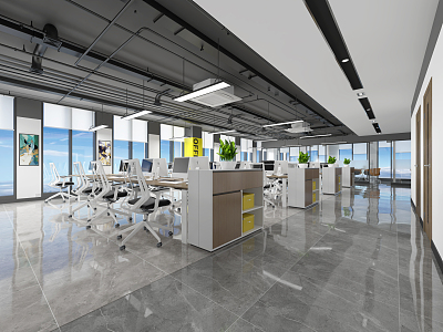 modern public office area office 3d model