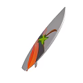Vibrant Recreational Equipment Surfboard With Purple Orange Red Color Scheme And Palm Tree Design
