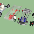 Car Chassis Decomposed Models Showing Various Mechanical Components And Structure 3d model