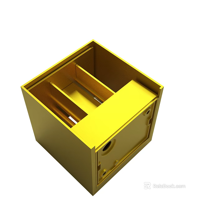 Sturdy Yellow Metal Storage Box With Internal Dividers And Lockable Compartment 3d model 
