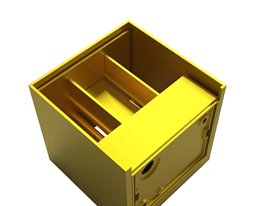 Sturdy Yellow Metal Storage Box With Internal Dividers And Lockable Compartment 3d model