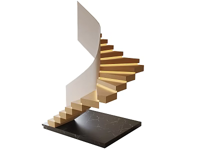Modern Spiral Staircase Design With Light Steps And Black Marble Base 3d model