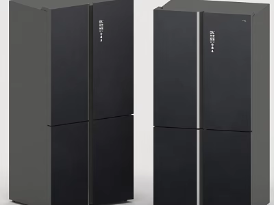 Modern Black Double Door Refrigerators As Essential Home Appliances For Kitchen 3d model