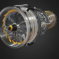 Turbine Engine 3D Model with Internal Structure Metallic Components and Transparent Casing Design 3d model