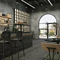 Modern Café Interior Design With Arched Window Bar Counter And Pastries
