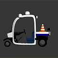White Police Patrol Tricycle With Blue Seat Roof Lights Side Stripes And Orange Details