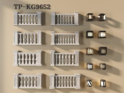 Decorative Railings With Various Designs And Matching Small Decorative Lights 3d model
