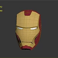 Iron Man Helmet With Gold And Red Design And Blue Glowing Eyes On Dark Background