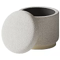 White Upholstered Sofa Stool With Soft Fabric For Modern Living Room Decor