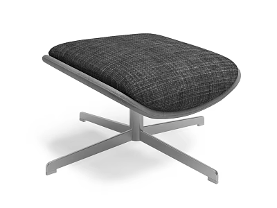 Modern Sofa Stool With Gray Fabric Padded Seat And Metal Cross Base 3d model