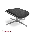 Modern Sofa Stool With Gray Fabric Padded Seat And Metal Cross Base