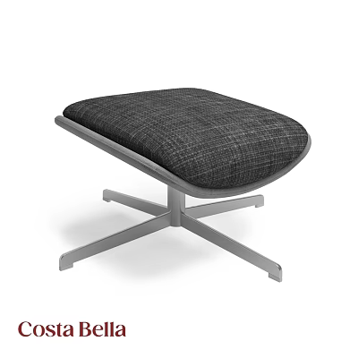 Modern Sofa Stool With Gray Fabric Padded Seat And Metal Cross Base 3d model