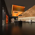 Modern Exhibition Hall Interior Design with Display Walls Lighting and Visitors