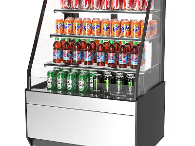 Retail Store Beverage Refrigerated Showcase With Multiple Shelves And Bottled Drinks 3d model