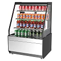 Retail Store Beverage Refrigerated Showcase With Multiple Shelves And Bottled Drinks