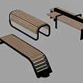 Modern Landscape Seats With Wooden Slats And Metal Frames In Various Styles