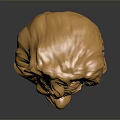 Golden Abstract Head Sculpture With Intricate Flame Like Textures And Shiny Surface