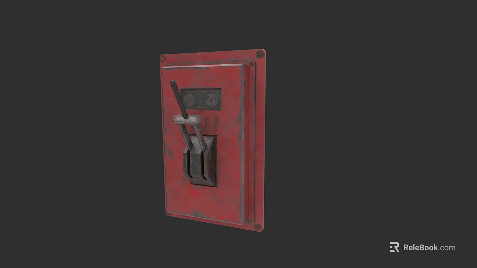 Garden Landscape With Red Metal Control Box And Outdoor Switch Panel 3d model 