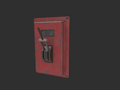 Garden Landscape With Red Metal Control Box And Outdoor Switch Panel 3d model