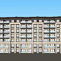 Modern Multi Story Apartment Building Exterior With Balconies And Large Windows
