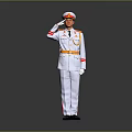 Person In White Military Uniform With Red Accents Saluting Wearing Hat
