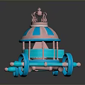 Fairy Tale Carriage With Pink And Blue Domed Top Decorative Crown And Spoked Wheels