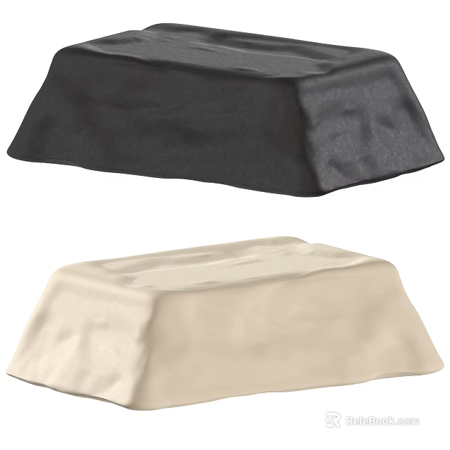 Stylish Coffee Table With Black And Beige Cloth Covers For Living Room 3d model 