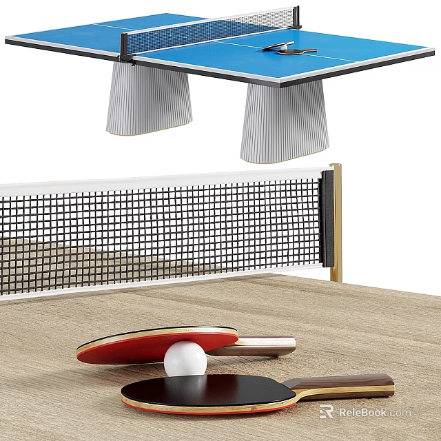 Indoor Table Tennis Sports Equipment Featuring Ping Pong Table Net Paddles And Ball 3d model 