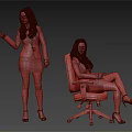 Two Women One Standing With Wine Glass One Sitting On Red Office Chair