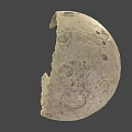 Moon Shaped Stone Sculpture with Carved Face and Textured Surface Design 3d model