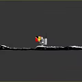 Man in Astronaut Suit Standing on Moon Surface with Yellow Black Flag