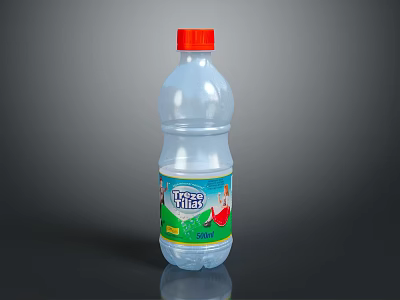 Transparent Plastic Beverage Bottle With Red Cap For Tree Milk Daily Use 3d model