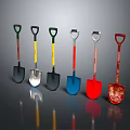 Assorted Color Hand Shovels As Essential Hardware Tools For Gardening And Construction 3d model