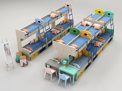 Modern Bed and Bed Children's Garden Bed 3d model
