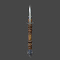 Double Bladed Axe Weapon With Medieval Wooden Handle And Metal Decorative Blades
