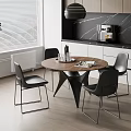 Dining Table and Chair Combination Restaurant Chandelier 3d model