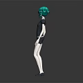 3D Rendered Game Movie Character With Teal Hair Black Short Sleeve Top And Shorts