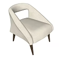 Beige Fabric Accent Chair With Curved Armrests Dark Wooden Legs And Comfortable Design