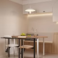 Cozy Modern Cream Style Living And Dining Room With Warm Ambient Lighting And Plush Sofas