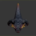 Vibrant 3D Cartoon Character With Purple Red Body Yellow Eyes Orange Mouth Spotted Limbs