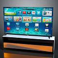 Modern Smart TV with Various Streaming Apps Displayed on Sleek TV Stand 3d model