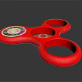 Red Fidget Spinner With Three Circular Rings And Central Bearing For Daily Use