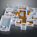 Cartoon Scene of House Floor Plan with Multiple Rooms Living Room Bedroom Garage and Car