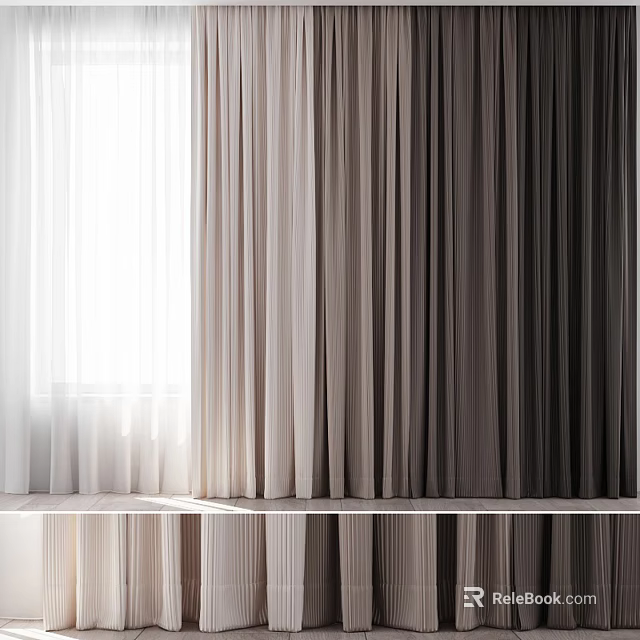 Various Colored Curtains For Home Decoration 3d model 