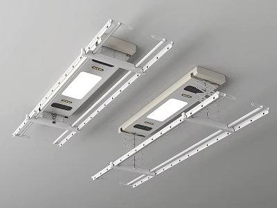Modern Ceiling Mounted Clothes Hanger with LED Lights Adjustable Bars and Metal Construction 3d model