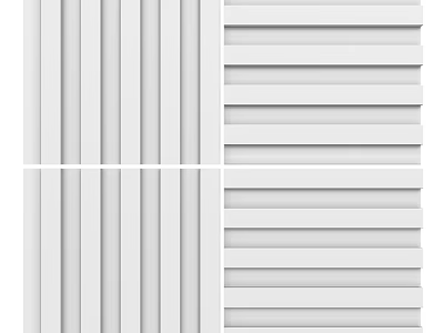 Modern White Wall Interior Design With Vertical And Horizontal Striped Panels 3d model