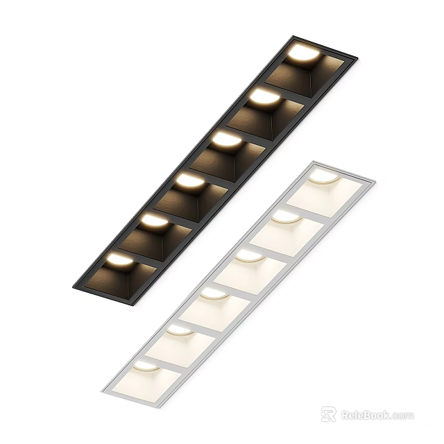 Linear Recessed Spotlights With Multiple Light Heads In Black And White Design 3d model 